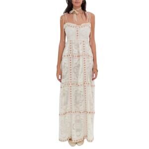 fitted lace wedding dress FOR LOVE & LEMONS Kaylee Maxi Dress In PInk Embroidered Floral – Lusso Di  Luna Boutique
